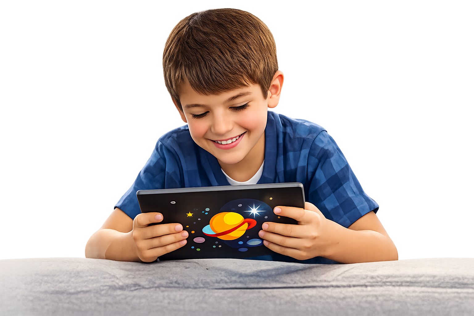Kid reading ebook